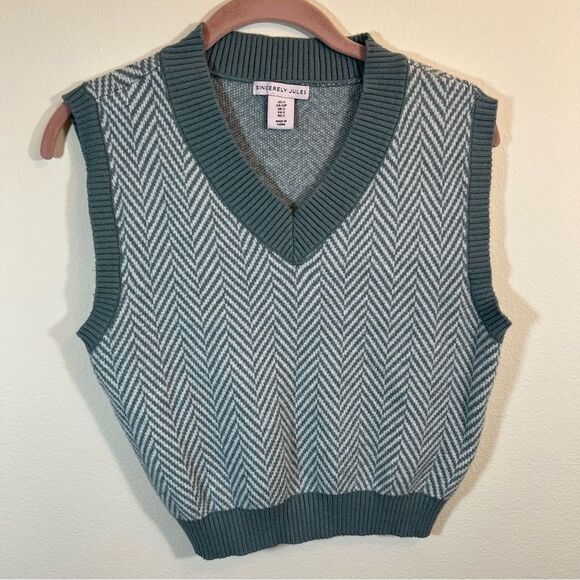 ✨ Sincerely Jules Women’s Gray Black Sweater Vest Small - Picture 1 of 10